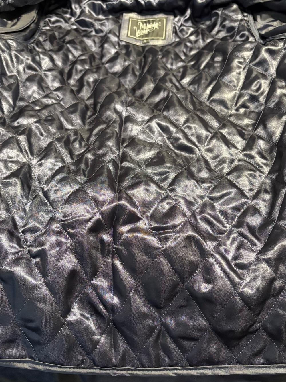MIDNIGHT VELVET Navy Leather Coat with Toggle Turnlock Closures - Picture 5 of 6